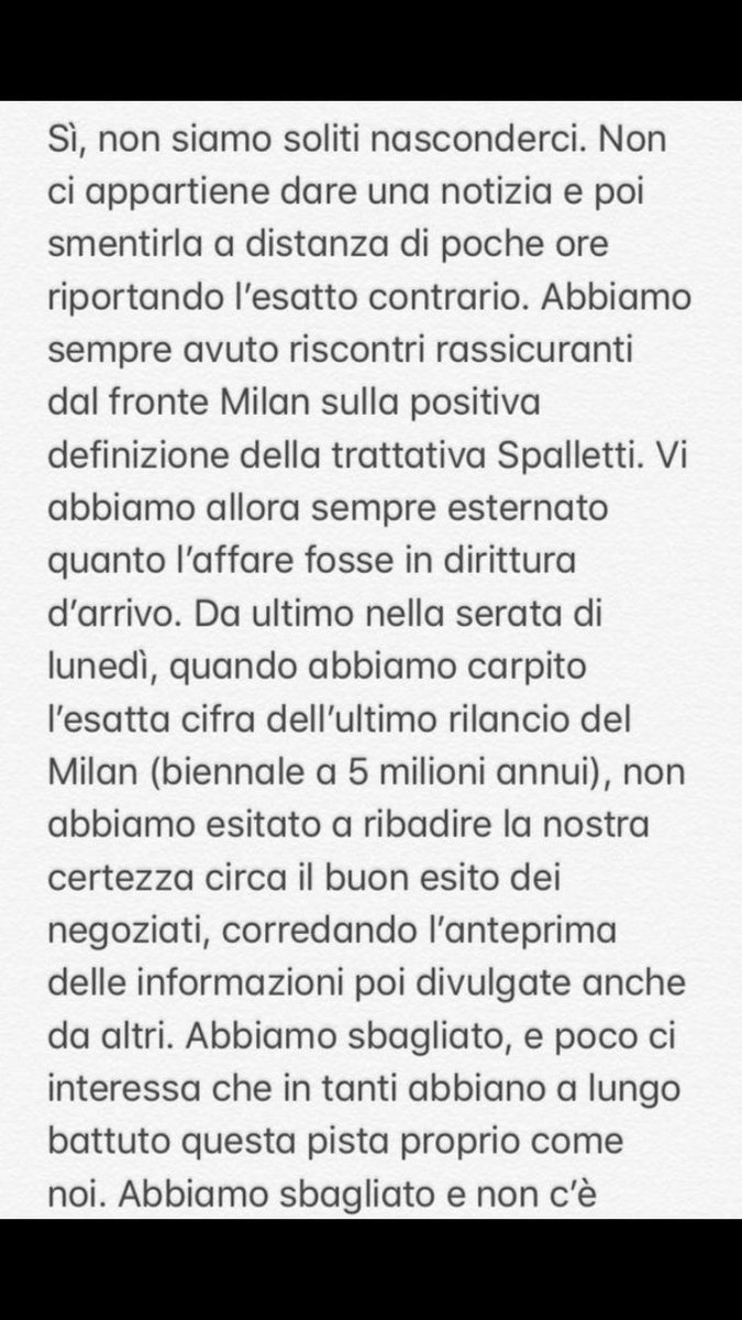 il_legge's tweet photo. Scuse doverose, imposteci dal rispetto che nutriamo verso i tifosi! Buona lettura, per chi vorrร #Spalletti #Milan #Pioli #GiampaolOut #calciomercato #ilcalciolosilegge https://t.co/43dnQzHDUR