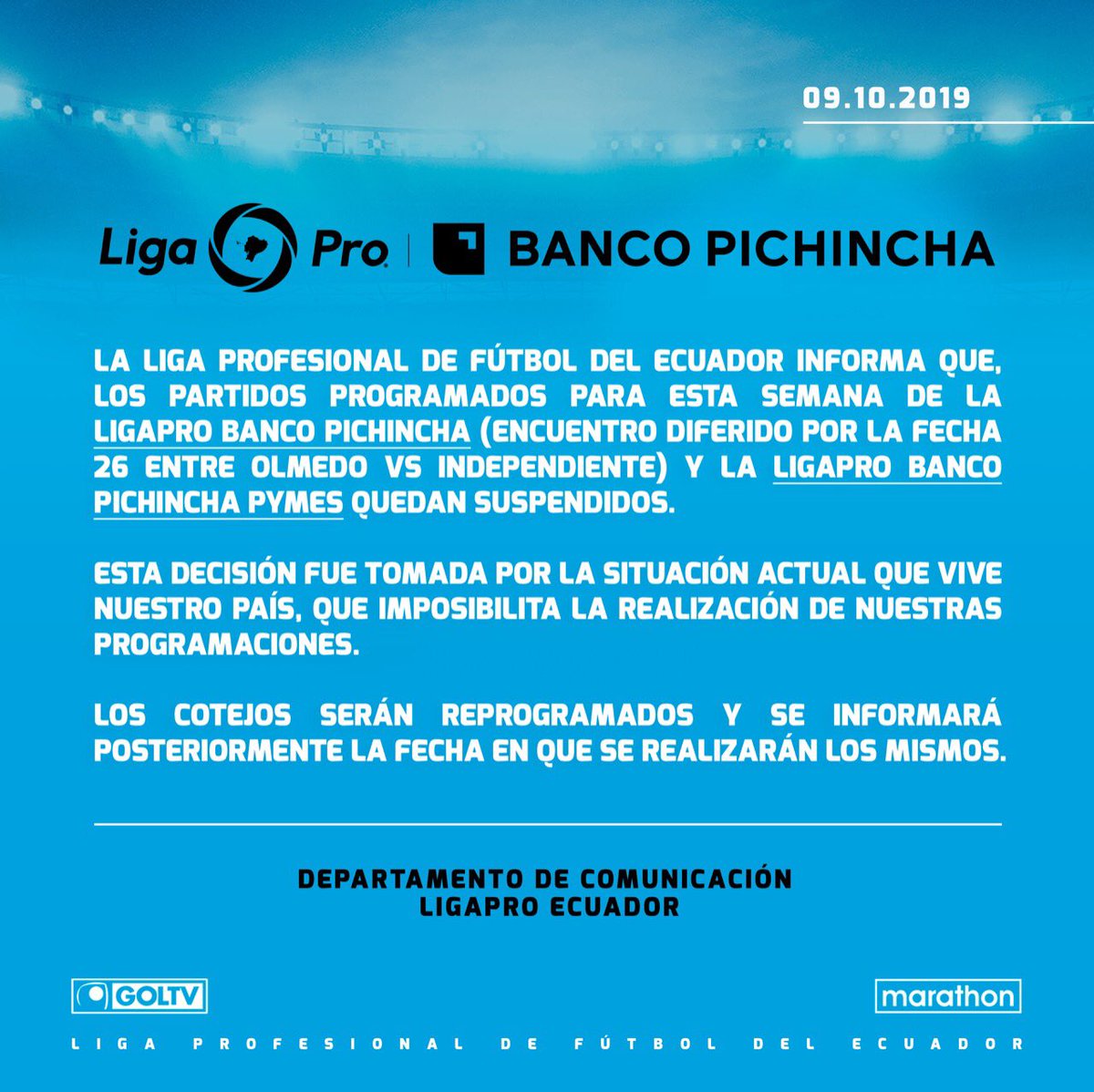 LigaEcuabetec's tweet photo. Comunicado Oficial #LigaProEc
▶️ https://t.co/ONWhix7Q5W
🇪🇨🤝⚽️ https://t.co/x8nyJjfoVG