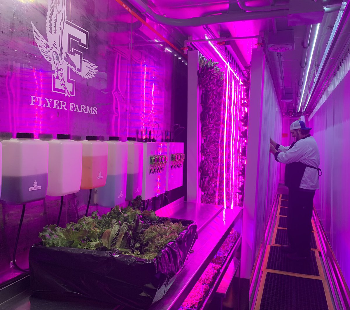 zanerazz's tweet photo. Spent the morning at @FHSFlyers’s hydroponic farm, where the Food Service Dept grows lettuce for students #farmtoschool @FraminghamPS @FreightFarms https://t.co/5m8eDMNTZf