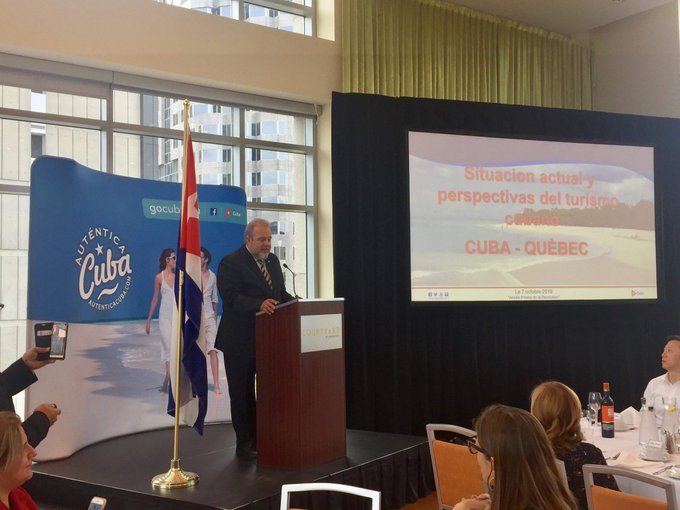 Manuel Marrero presents before the main representatives and media of the Canadian tourist market. Photo/ @JosefinaVidalF