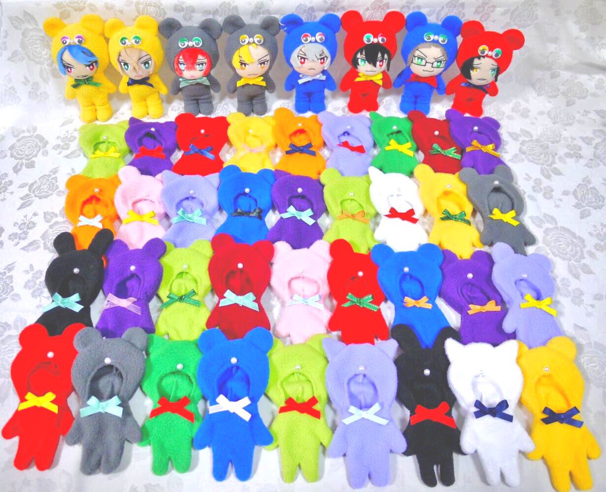 chirachira0623's tweet photo. 【10/14 CLBお品書き1】
ぬい着ぐるみ🐻
プライズぬいにジャストサイズで作りました☺️
13色、��タイプ3種(🐻😻🐰)アイパーツはお好きな色2つお付けします👀リボンはランダムに付けてるのでお気に入りの1着を選んで下さい☺️
#ヒプマイ手芸部
#あなたのヒプぬいが見たい
#CLB5
#CrazyLyricBattle5 https://t.co/xF03MDeLGl