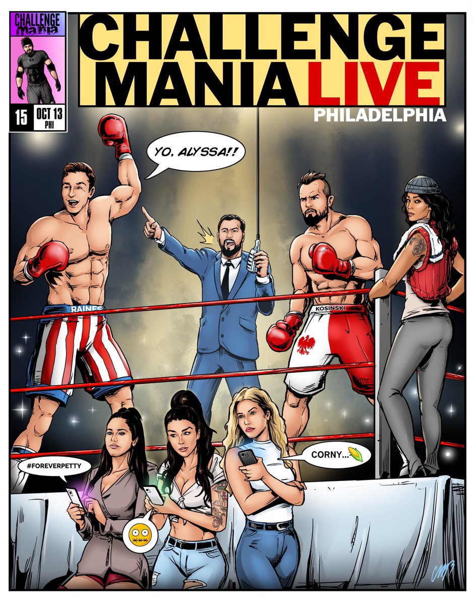 SHOTOFYAGER's tweet photo. My man @pan14 is such a perfectionist, that once he realized the 1st one didn’t have @kailah_casillas & @AneesaMTV’s tattoos, he asked me to hold print until he added them. My man is a PRO’S PRO! Get yours this Sunday at https://t.co/wutwU3i3cr Philly! #ChallengeMania #VIPPoster https://t.co/YGP8mHs7zn