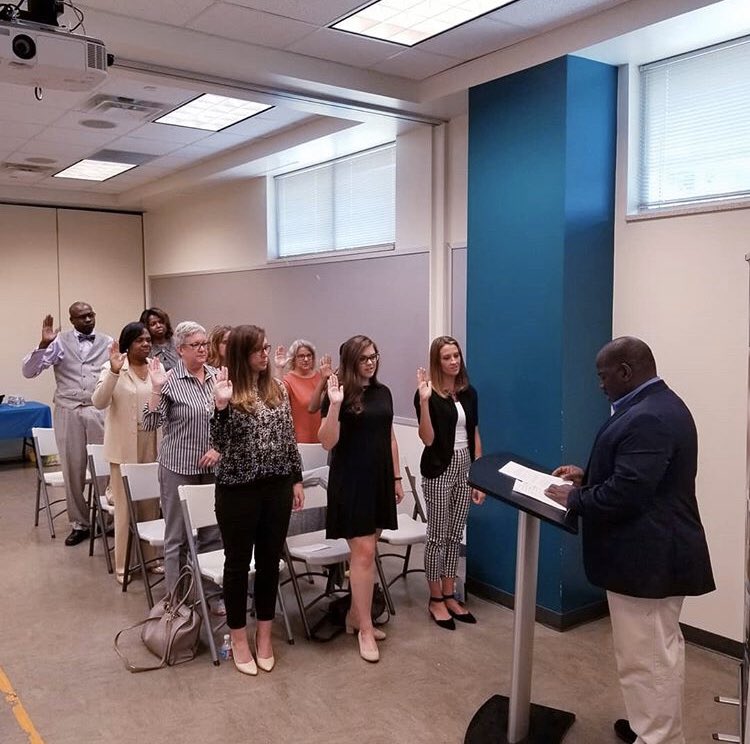 christiegpugh's tweet photo. Last month I was fortunate enough to be sworn in by the Honorable Vincent Crawford as a @CASADeKalb volunteer. If you want to know how to get involved in your community and advocate for children, check out https://t.co/81w1kjyvCu #CASAforchildren @GeorgiaCASA https://t.co/S1rlAWIUXp