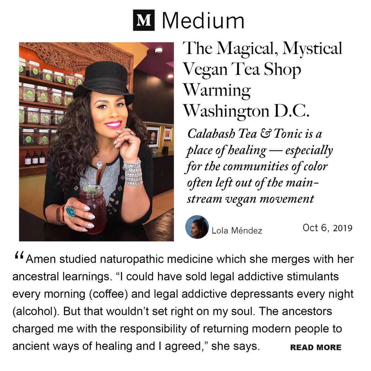 Calabashtea's tweet photo. Wow, we are honoured! ๐๐ฝ Check out this fantastic article @Medium Magazine hot off the press! ๐ฐ๐ฅ Thanks to author @missfilatelista for such an insightful write-up. ๐ฉ๐ฝโ๐ป๐โจ Link in our IG bio! #calabashtea #jointhetribe #bruja #maroonmedicine #nativeamerican #medicinewoman https://t.co/ICG0tK18nc
