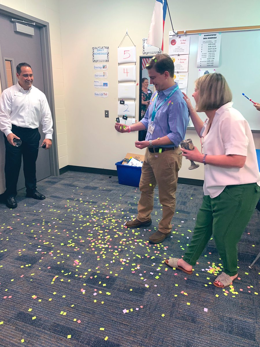 SarahKelleyLSSP's tweet image. What a great way to start a Wednesday morning! Came to @SchindewolfKISD to hang out during Social Skills class and observe the amazing things @ClintCKISD is doing, and in walked admin to recognize him! Confetti and all 🎉 #KISDBestDayEver #KISDMagicalMoments