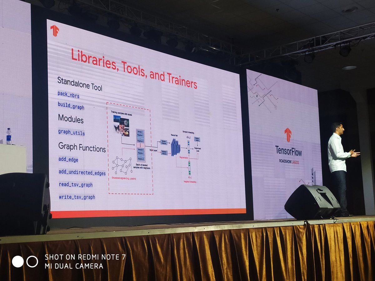 GeekyAdams's tweet image. @av8ramit24 with Neural structured Learning at #TensorFlowRoadshow #TensorFlowRoadShowLagos