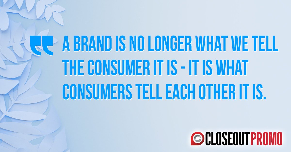 CloseoutP's tweet photo. “A brand is no longer what we tell the consumer it is – it is what consumers tell each other it is.”
#promotionalproducts #promotionalitems #startupbusiness #startup #brand https://t.co/OXQncNQnmK