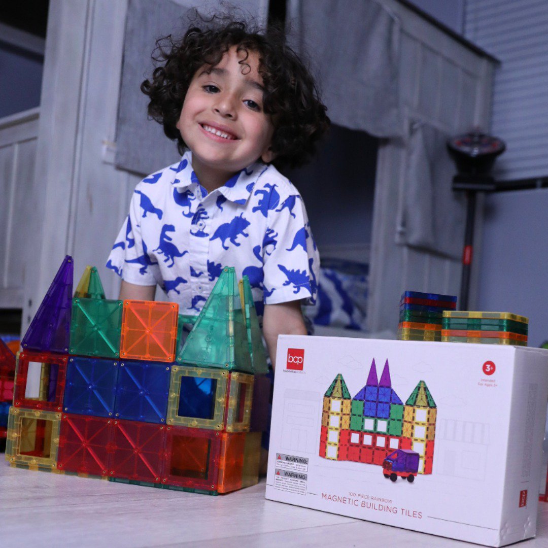 Safe and fun for kids ages 3 and up! Time to unleash the creativity with the 100-Piece Kids Magnetic Tiles Set. #myBCP

📷: @Mycurlyduo

Shop Building Toys: bit.ly/31RBZ2S