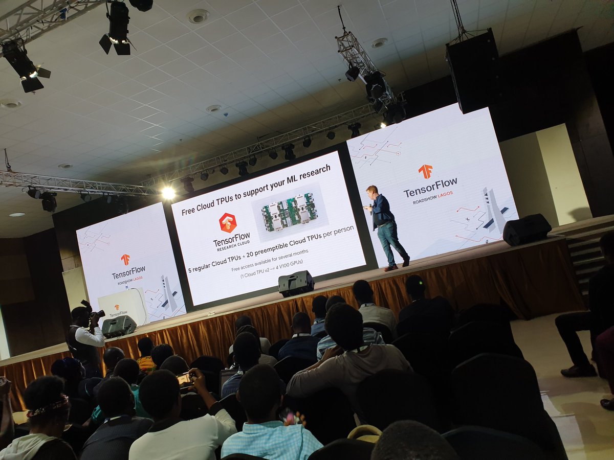 TensorFlowLagos's tweet image. And it's a wrap! 
For free access to train your models with TPUs, you can visit 
g.co/tputalk
Event code - TPUNG
#TensorFlowRoadShow #TensorFlowRoadShowLagos