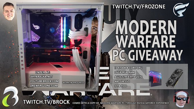 Frozone's tweet image. This Months PC giveaway is NOW LIVEEEEE!

This is a BEEFY $1,700 PC
No purchase necessary for entry to win
Subscribers of the streams get better chances!!

RT if you're feelin lucky

gleam.io/nwR5g/modern-w…