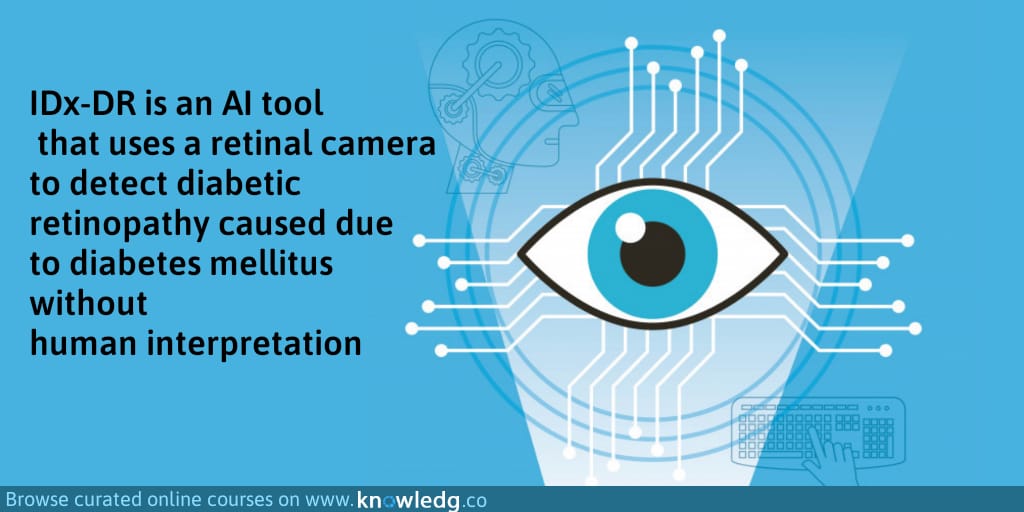 KnowledgCo's tweet photo. IDx-DR, is an AI program used by healthcare providers to detect diabetic retinopathy (mtmDR) in adults with diabetes. 

https://t.co/zfnglMm77Y 

#knowledgco #onlinedu #onlinelearning #highered #elearning #artificialintelligence #machinelearning #diabetes #americans #healthcare https://t.co/KLdbUFBG9U