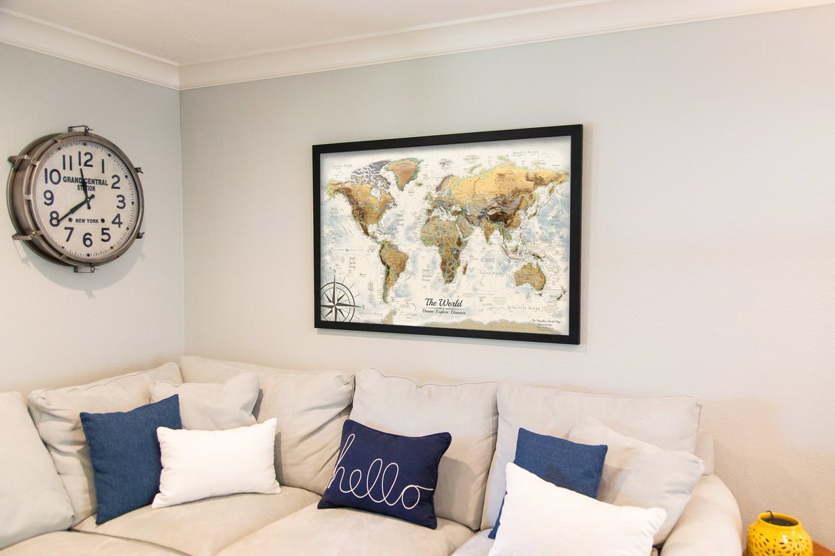GeoJango_Maps's tweet photo. In our World Push Pin #Maps you can find the deepest point in the ocean, the tallest peaks on Earth, ancient civilizations, the flow of ocean currents, &amp; historic commentary highlighting famous voyages around the world.

#wanderlust #pushpinmaps #gift #homedecor #interiordesign https://t.co/y3iXVcdm9i