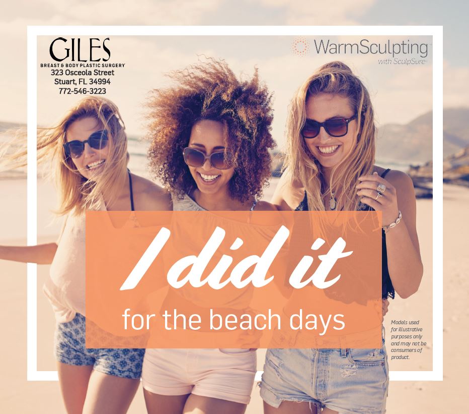 PDudleyGilesMD's tweet photo. Are you ready for the beach? 
See if WarmSculpting with SculpSure is for you. Complimentary consultations include information about this non-invasive procedure, finding out if you are a candidate, no. of treatments required for your troubled spots and price. Call at 772-546-3223. https://t.co/llSGzZron1