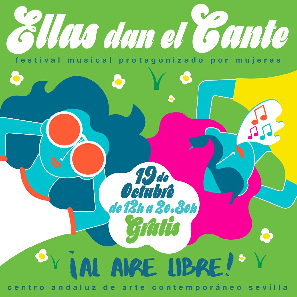 El 19 de octubre celebramos en el <a href="/caac_sevilla/">CAAC - Centro Andaluz de Arte Contemporáneo</a> la tercera edición de ELLAS DAN EL CANTE, festival musical, diurno y gratuito protagonizado por mujeres. De 12:00 a 20:30 hrs. Entrada LIBRE. Al aire libre.