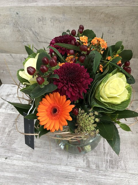 Autumn glow &amp; autumn gold. Just 2 of our bouquets as part of our Autumn Collection which can be ordered either in store or online.  For more ideas why not pop in &amp; see us in our shop on Railway Road Ilkley. With 30 minutes free parking opposite there is plenty of time for a chat.