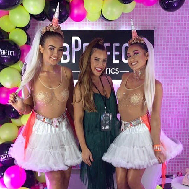 fourhundreduk's tweet photo. UNICORN DREAMS! 🦄🦄🦄 Our stunning #400 hostesses were adding some theatrical value to the recent @bperfectcosm Live event! https://t.co/av3vc7tuNN