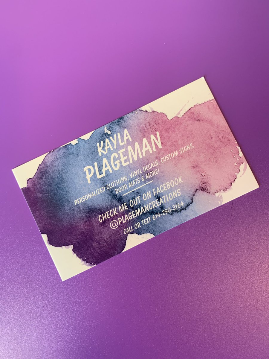 Kaylaplageman's tweet photo. soo.. I have business cards now 💜💙 https://t.co/sBiJXKoYbi