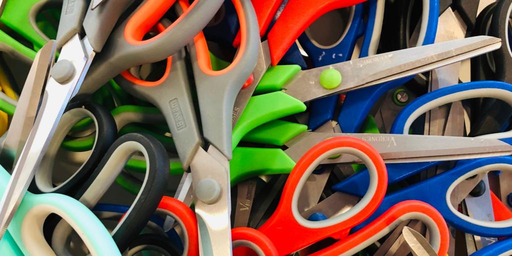 RDCPeople's tweet photo. Remember these? Ahh yes. Good ol' scissors. #Hackitforward doesn't only pull from our @realtordotcom #tech #talents, but our whole capacity for #heart. Making blankets for @projectlinus. #RDCAustin #RDCWestlakeVillage #RDClife #forreal https://t.co/THDyMBiqnY