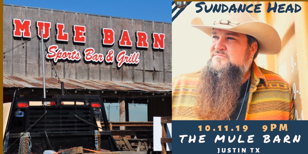 This Friday night, <a href="/MuleBarnTexas/">Mule Barn</a> in Justin TX! Tickets 15 ADV, $29 Door. Tix @ sundancehead.com 
#soulcountry