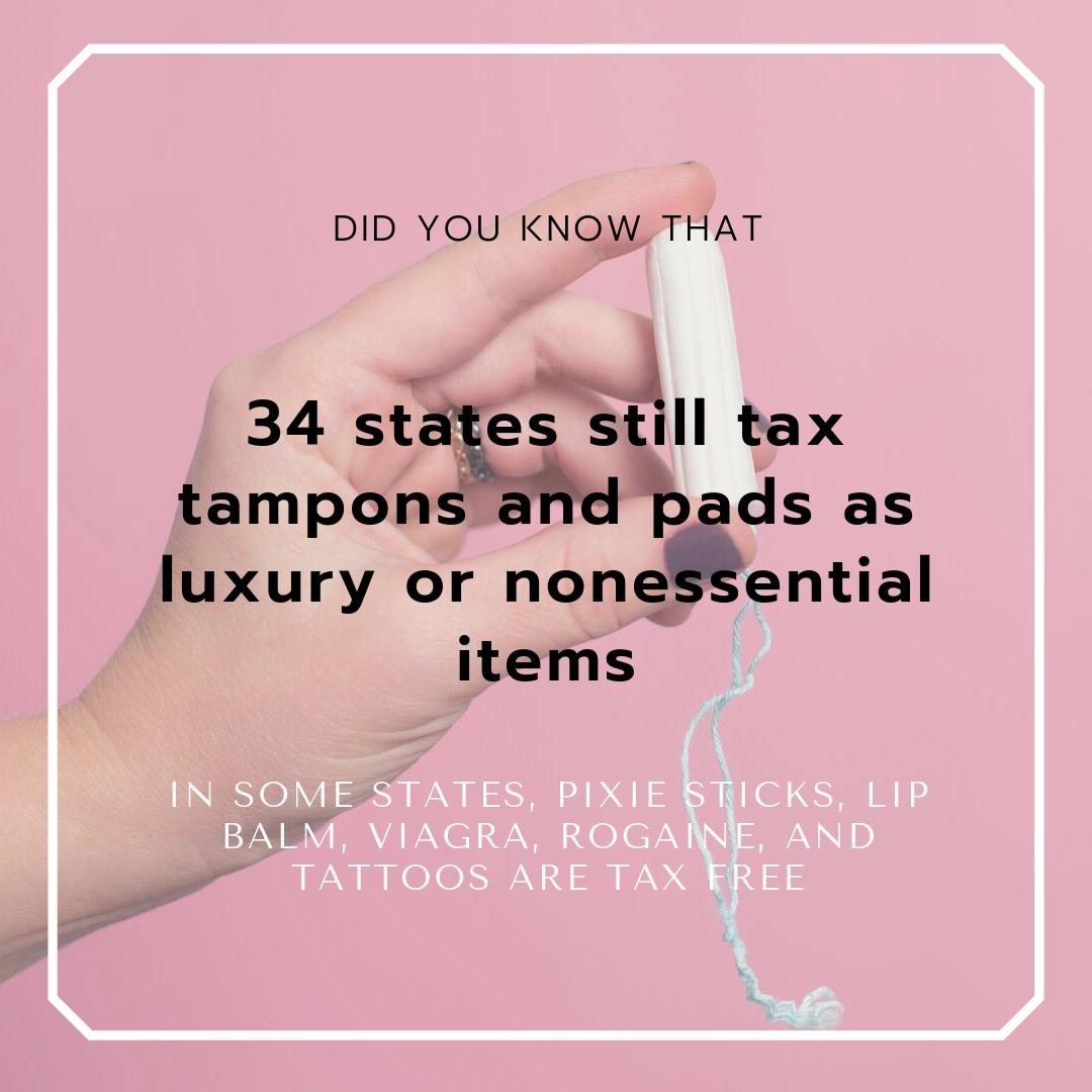 BWBrainCenter's tweet photo. Over half of states in the US still tax menstrual products as nonessential items (WOW!). This is an economic burden to those who menstruate and penalizes them for an unavoidable biological happening. #Day2 #IssueEducation https://t.co/RfRD0QkgPK