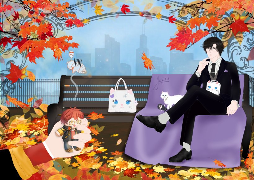 Jazzybz's tweet photo. Jumin Week
Day 5: Nature/707
--
I may or may not have revamped past arts, just so I can place Elizabeth's bag there. shh lol.

"Autumn is a second spring when every leaf is a flower." ~Albert Camus
@JuminWeek2019 
#juminhan #saeyoung #mysticmessenger #수상한메신저 #juminweek2019 https://t.co/uSNncBXcWg