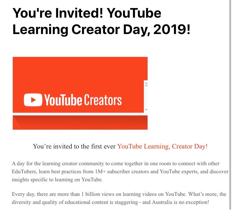AmandasAudit's tweet image. I am so excited to have received an invitation to @YTCreators day in Sydney!!! #edutube