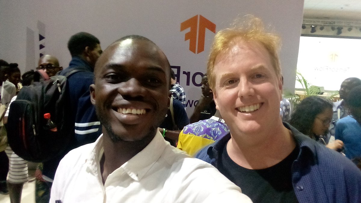 PrinceSONUGAesq's tweet image. @TensorFlow #TensorFlowRoadShowLagos Pictorial memoirs with some of the speakers. Myself and  Daniel "Wolff" Dobson (Google Tensorflow Development Programs Engineer)