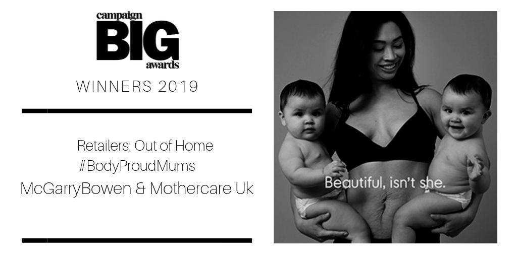 CampaignBig's tweet photo. Winner of the Retailers: Out of Home is @mcgarrybowen with @mothercareUK for #BodyProudMums #CampaignBigAwards https://t.co/syejZ81mjj
