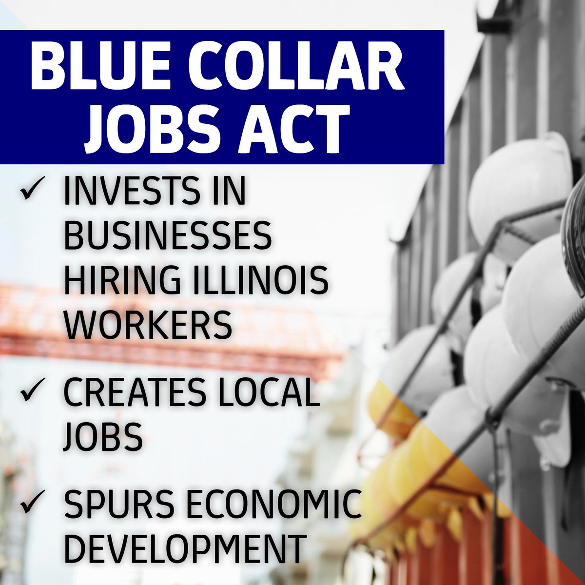 To help grow Illinois’ economy, I backed the Blue Collar Jobs Act. We need to invest in businesses that invest in Illinois workers.