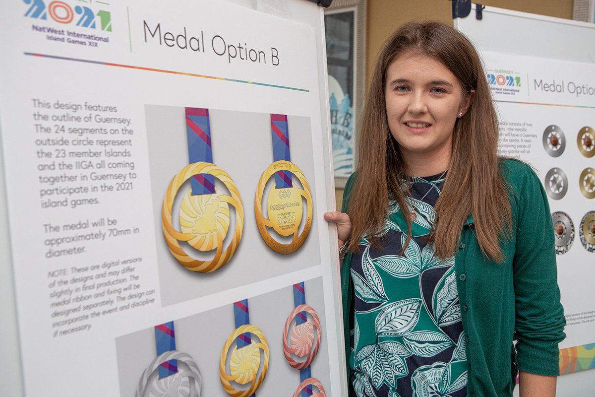 We have our winner! Huge congratulations to Chloe Sarre for her winning medal design, and to Matthew Allen and Joe Baines for making it to the final three. See guernsey2021.gg for more details.
