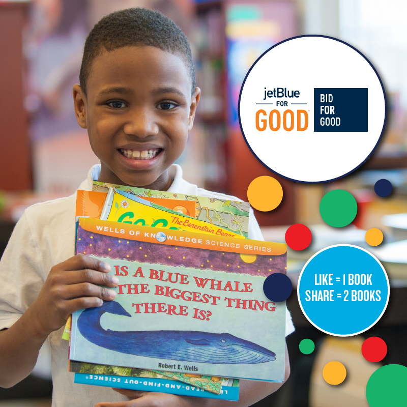 FirstBook's tweet photo. Help spread the word! The @JetBlue #BidforGood auction is live until 10/15! All proceeds benefit First Book, @DoSomething, and #TheJetBlueFoundation! We’ll donate books to educators in Nassau County, NY for every like or share of this post! https://t.co/kB6WOhfgh4 #FBJBAuction https://t.co/RsdqxbIVz0