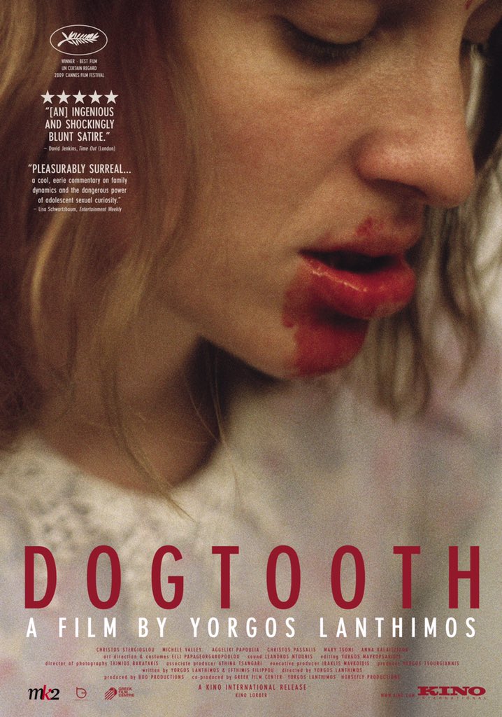 I watched DOGTOOTH thinking it might be a good example of familial horror, but it isn’t a horror film or thriller. It is more of a shocking & disturbing pitch black satire.