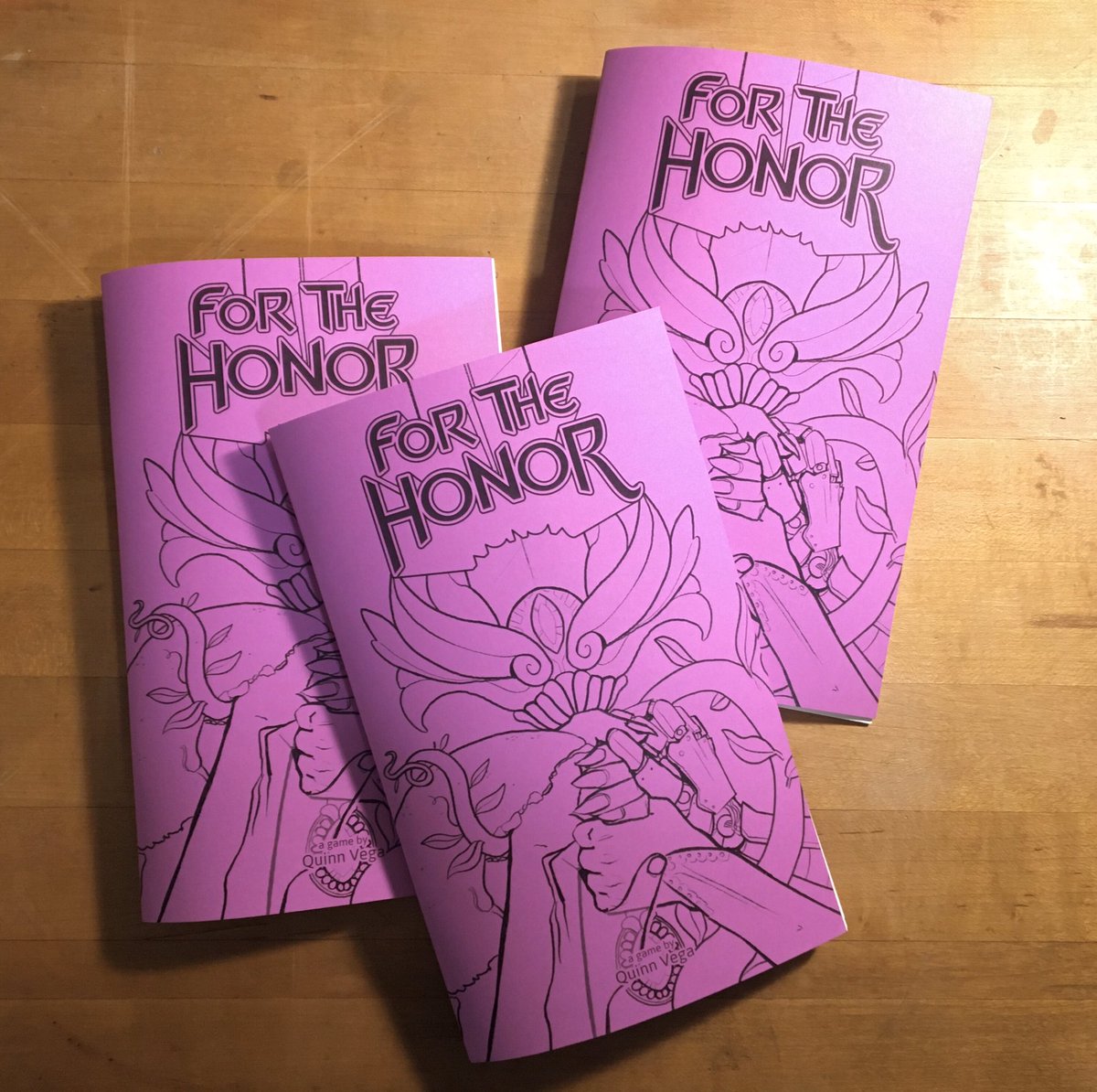 ForTheHonorRPG's tweet photo. Physical copies of the book will be $15. 
After the con I’ll be listing the extras on my itch for all of y’all that want one but won’t be there. More details on that later. https://t.co/6QmmgKdSox