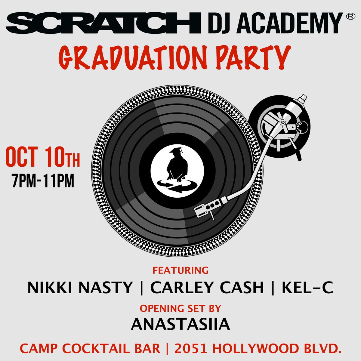 ScratchMiami's tweet image. TOMORROW NIGHT! 🎓 Join us Thursday, 10/10 at @campcocktailbar from 7-11pm and help us congratulate these amazing DJ’s that have been working hard for months. Being a friend, share and tag us! #DJLife #MadeFromSCRATCH