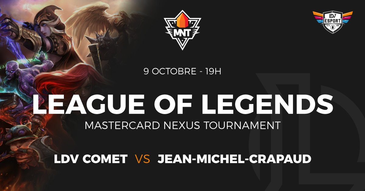 LDVEsport's tweet photo. Ce soir à 19h, commence le @MastercardNexus Tournament ! 🎮
Nos 3 équipes y participent ⬇️ #LDVMeteor vs #HaikkyuuPC
#LDVComet vs #JeanMichelCrapaud
Et #LDVPusar vs #LegendaireEsport
Bonne chance à eux ! 🙌 https://t.co/iRTQc1X1WL