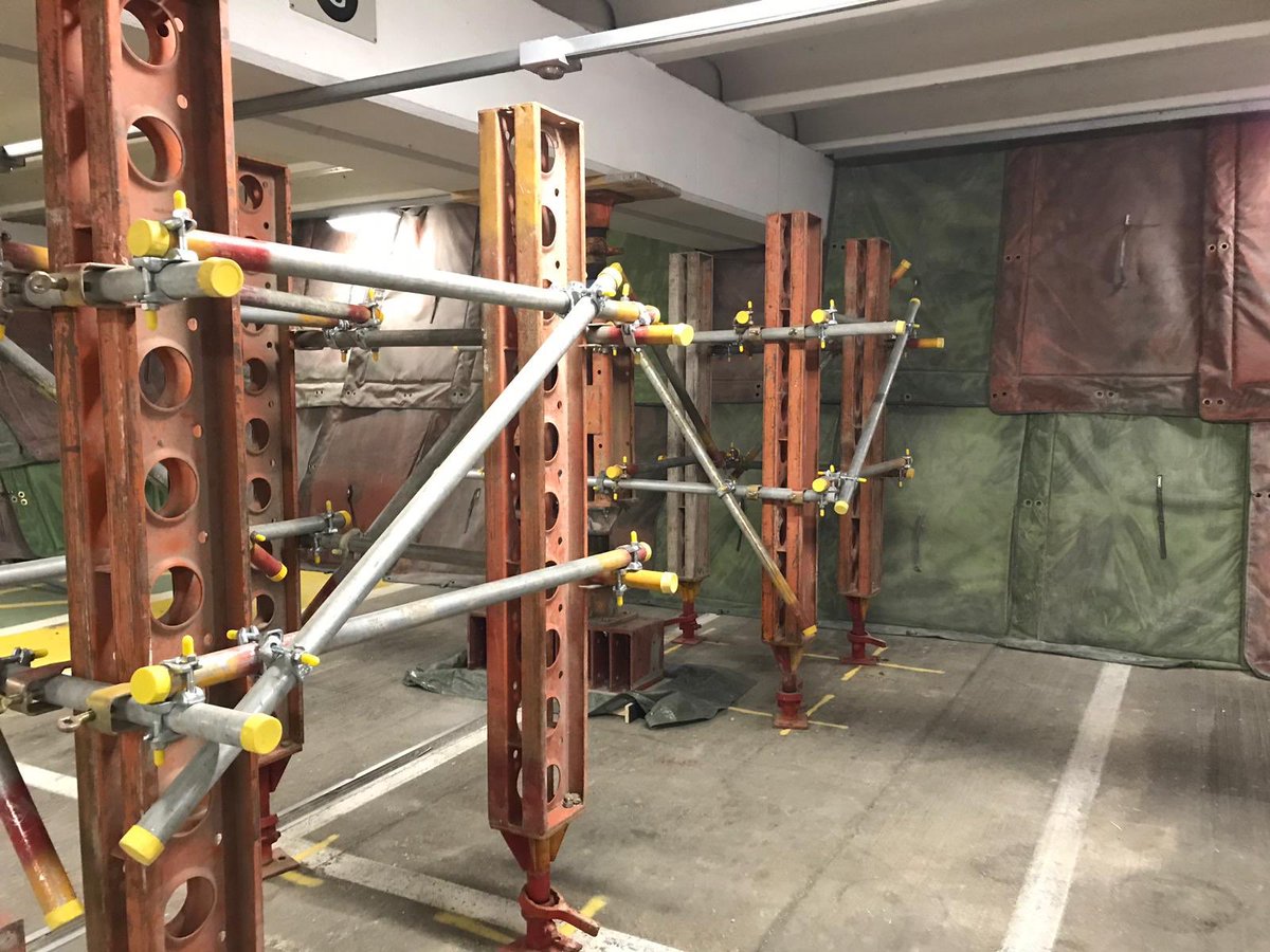 HydraCapsule's tweet photo. Finishing off install 8nr. Sets of 4 lines of Megahsor and Slimshor propping to support London Airport... 32 locations completed in 2 days - brilliant effort! 👏👍 #temporaryworks #bridgepropping #hydraulicjacking #designandinstall https://t.co/N8vjEYKVR9 https://t.co/zDhWGaZLkg