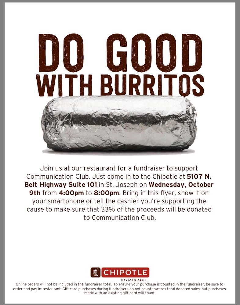 ChyChyy14's tweet photo. Come eat at Chipotle tonight with @MWCOMMCLUB from 4-8!!! @MissouriWestern https://t.co/pyvn4TIas4