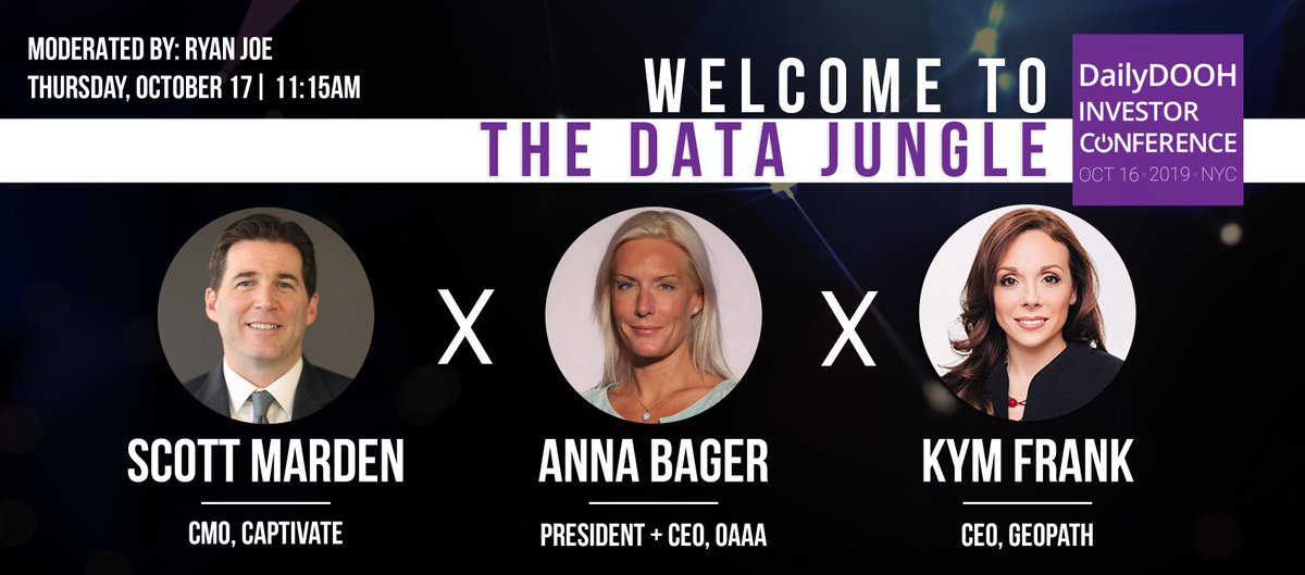 YourOAAA's tweet photo. During #DigitalSignageWeek - be sure to check out the 'Welcome to the #Data Jungle' panel - featuring OAAA's new President + CEO, @annabager, @GeopathOOH CEO @KymFrank and @Captivate CMO, Scott Marden 

Wednesday, October 17th, 11:15am. Learn more: https://t.co/MnMWTFLS8b https://t.co/QkzwQEtaih
