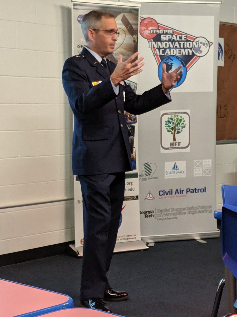 tami_mcintire's tweet photo. Brigadier General Damon Feltman USAF Space Command #PBLSpaceIA #CCSDGoGorSpace @cobbscience https://t.co/G3HzbRRs1d