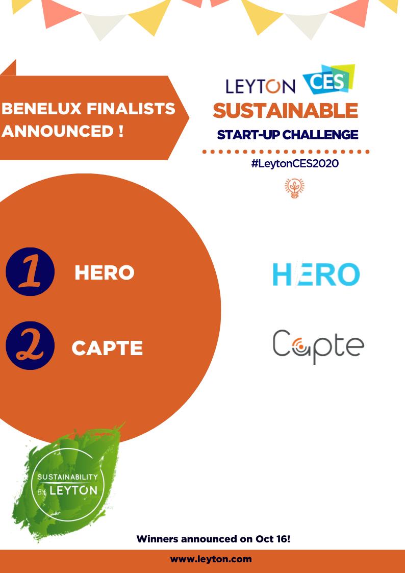 leytonbenelux's tweet photo. The start-ups HERO Bike and @CapteIOT are the two Benelux finalists for the #LeytonCESchallenge! 
From the many applications received from across Benelux these two outstanding  projects won over our jurors due to the positive impact that their technology can have on our planet. https://t.co/Vkix5EamnK