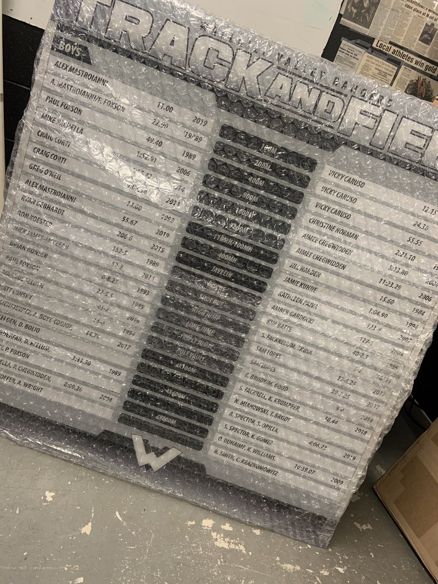 Record board came in today! Can’t wait to see it up in the hallway