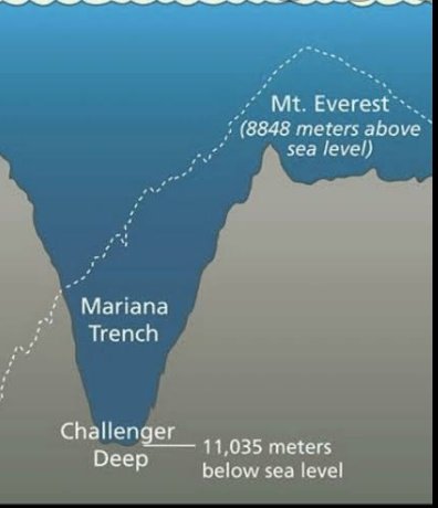 ItisWinston's tweet photo. DID YOU KNOW??? 

The highest Point on the earth surface is Mt. Everest (8848metres high) while the lowest point on the earth surface is The Mariana Trench(11034metres deep). Meaning the whole Mt. Everest can fit inside the Mariana Trench and still disappear inside🙆🙆🙆🙆👍👍 https://t.co/7OqTODOU6Q