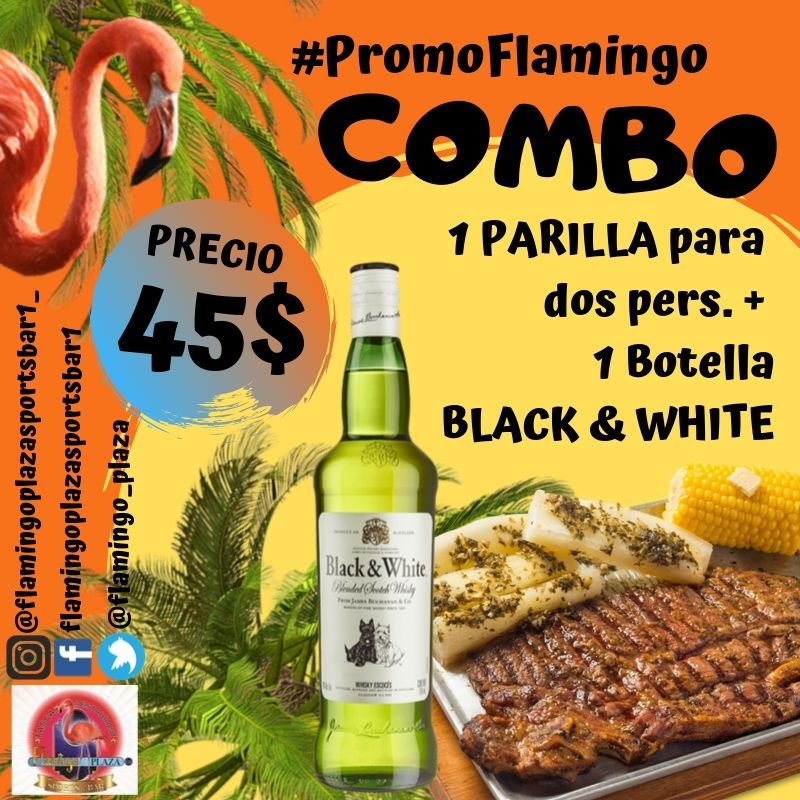flamingo_plaza's tweet photo. #FelizMiercoles Flamingueros ♥
#HOY Disfruta de nuestra #PromoFlamingo🍻
1 Parrilla para dos pers. + 1 Botella BLACK & WHITE por solo 45$ o al Cambio.
Vente con tus Panas😎 o con tu pareja🥰
😄Crea tus mejores Momentos en Flamingo Plaza📸
#PlazaVenezuela #Caracas #9Oct #CH #RT https://t.co/Ta5eKTi1ty