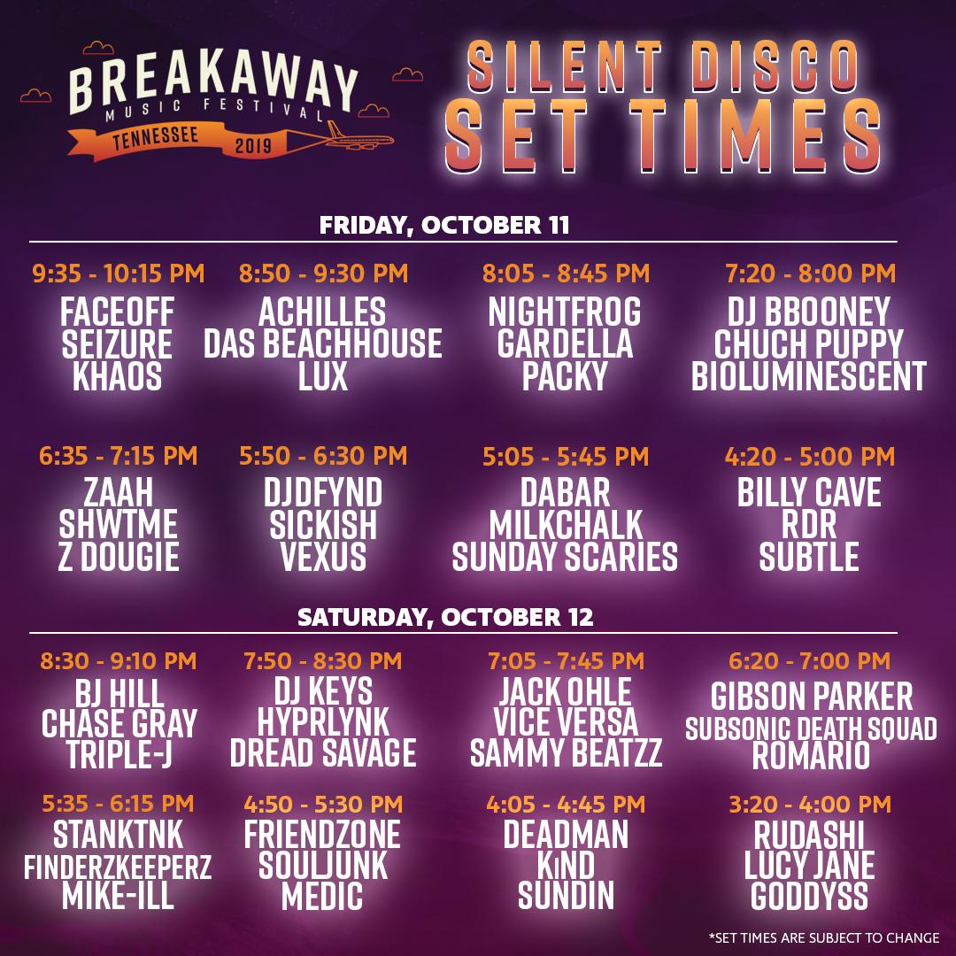 Breakaway Music Festival schedule