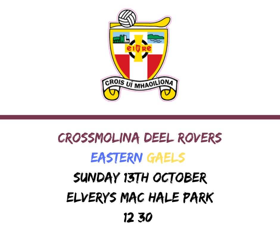 DeelRoversGAA's tweet photo. Big weekend ahead for our lads, all roads lead to Elverys Mac Hale Park this Sunday! #DeelRovers https://t.co/8QaGU9pV5I