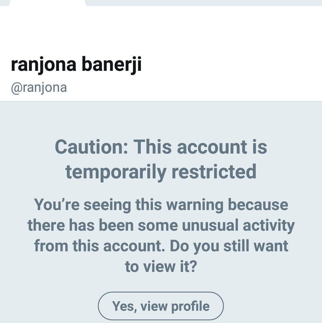 GirishNaught's tweet photo. Hey Twitter, what did you do to @ranjona? Bring her back 😤 https://t.co/BmMRMihmiO