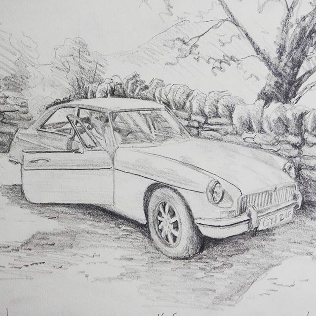 Flashback to a preliminary sketch for the commission of a beautiful MGBGT. The final painting is a few scrolls down the timeline.

#commission #painting #sketch #preliminary #ideas #mgbgt #classicvehicle #classiccar #vintagecar #pencildrawing