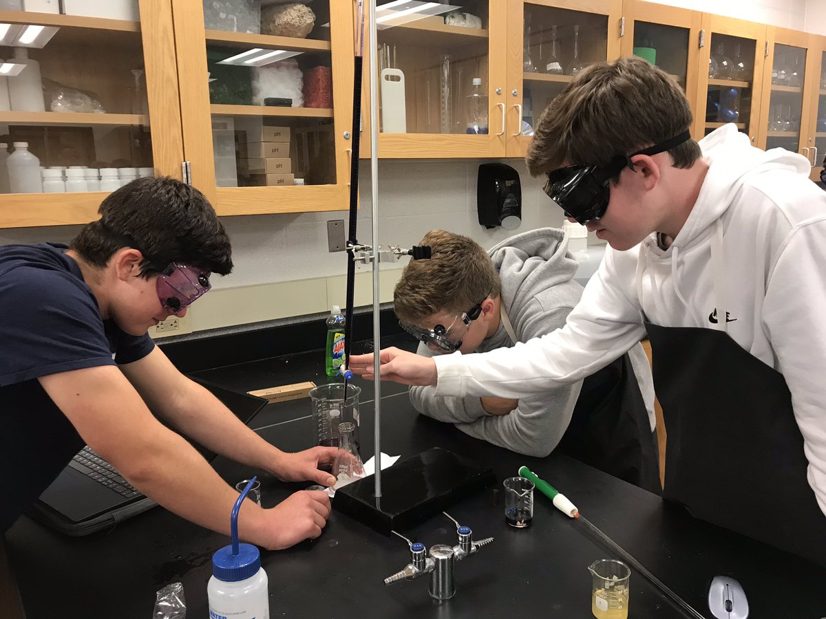 FoxboroughPS's tweet photo. Ms. Borges’s junior and senior chemists busy titrating to find an unknown molarity.  Another great day @foxhsprincipal #TheBoro02035 https://t.co/VBPSMRYpX7