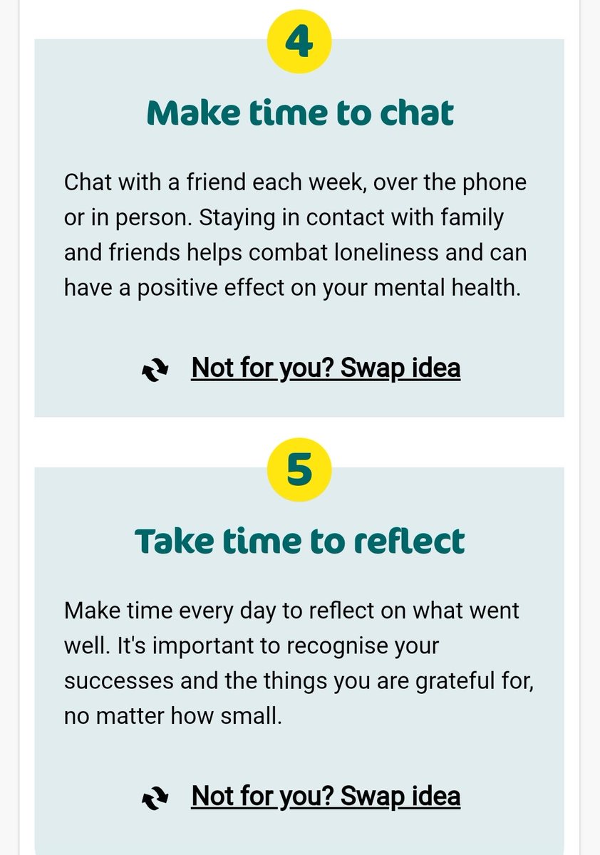Just did this #everymindmatters quiz - answer 5 questions and get loads of helpful advice! These last 2 points I'm guilty of not doing enough 🙄 @OneYouPHE