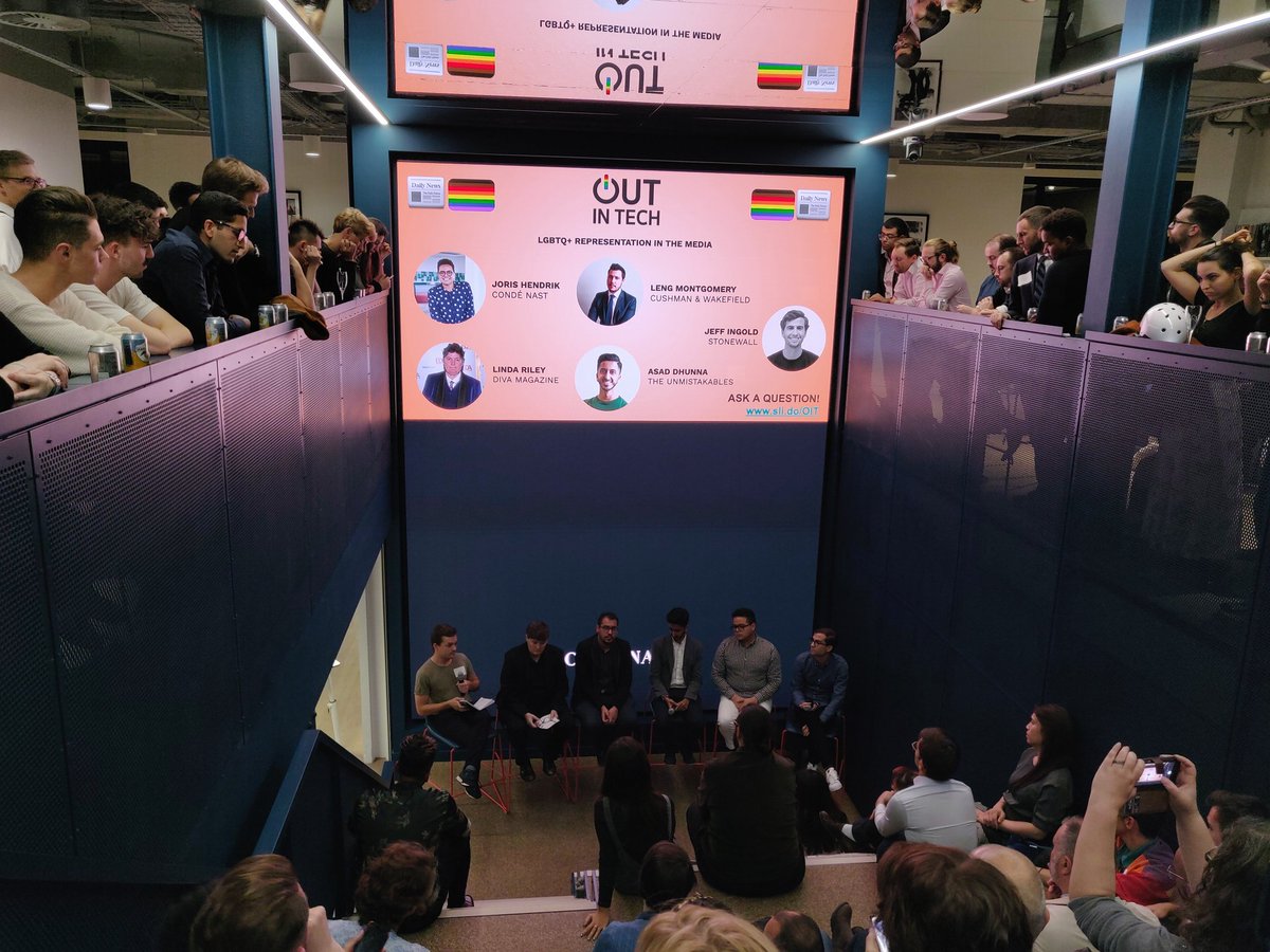 A great turnout for the latest <a href="/OutInTech/">Out in Tech</a> London event on LGBTQ+ Representation in the media, and the $1m question: what is happening to our queer media?

Thanks <a href="/CondeNast/">Condé Nast</a> for hosting us!